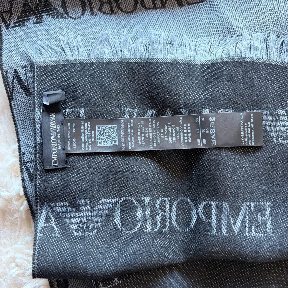Emporio Armani Gray Logo Scarf